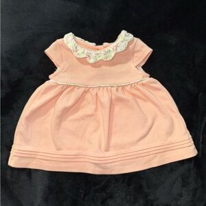 Vintage Y2K Peach Baby Dress with Floral Trim